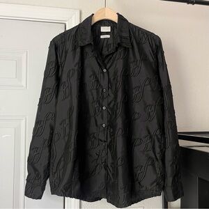 FILLING PIECES black textured logo monogram long sleeve button up shirt